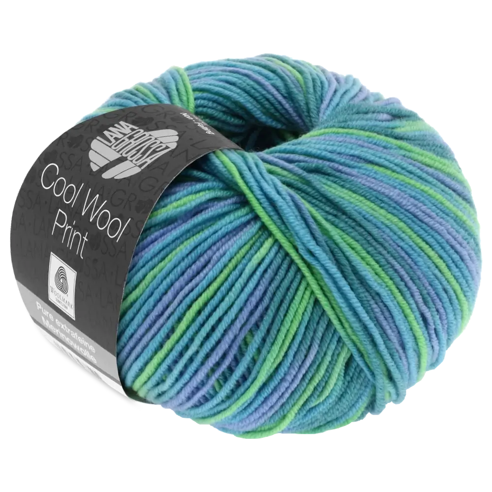 #Farbe_Lana Grossa Cool Wool Print | 757 Türkis/Petrol/Himmelblau/Hellgrün