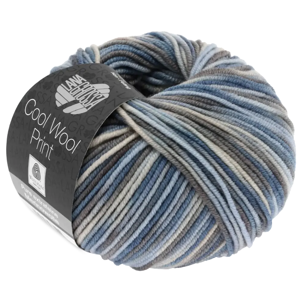 #Farbe_Lana Grossa Cool Wool Print | 763 Hellblau/Grège/Graubraun/Blaugrau