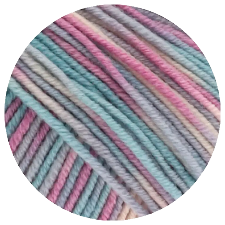 #Farbe_Lana Grossa Cool Wool Print | 792 Hellgrau/Mint/Flieder/Blassrosa