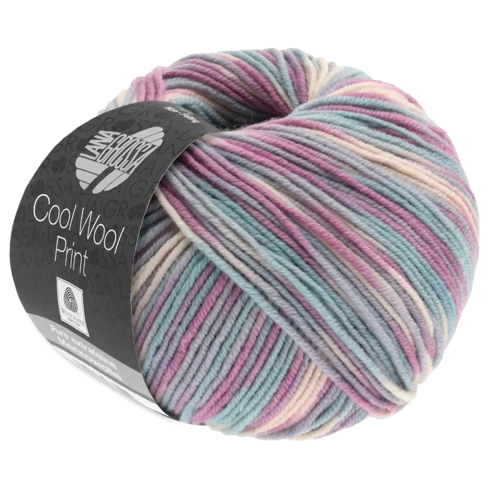 #Farbe_Lana Grossa Cool Wool Print | 792 Hellgrau/Mint/Flieder/Blassrosa