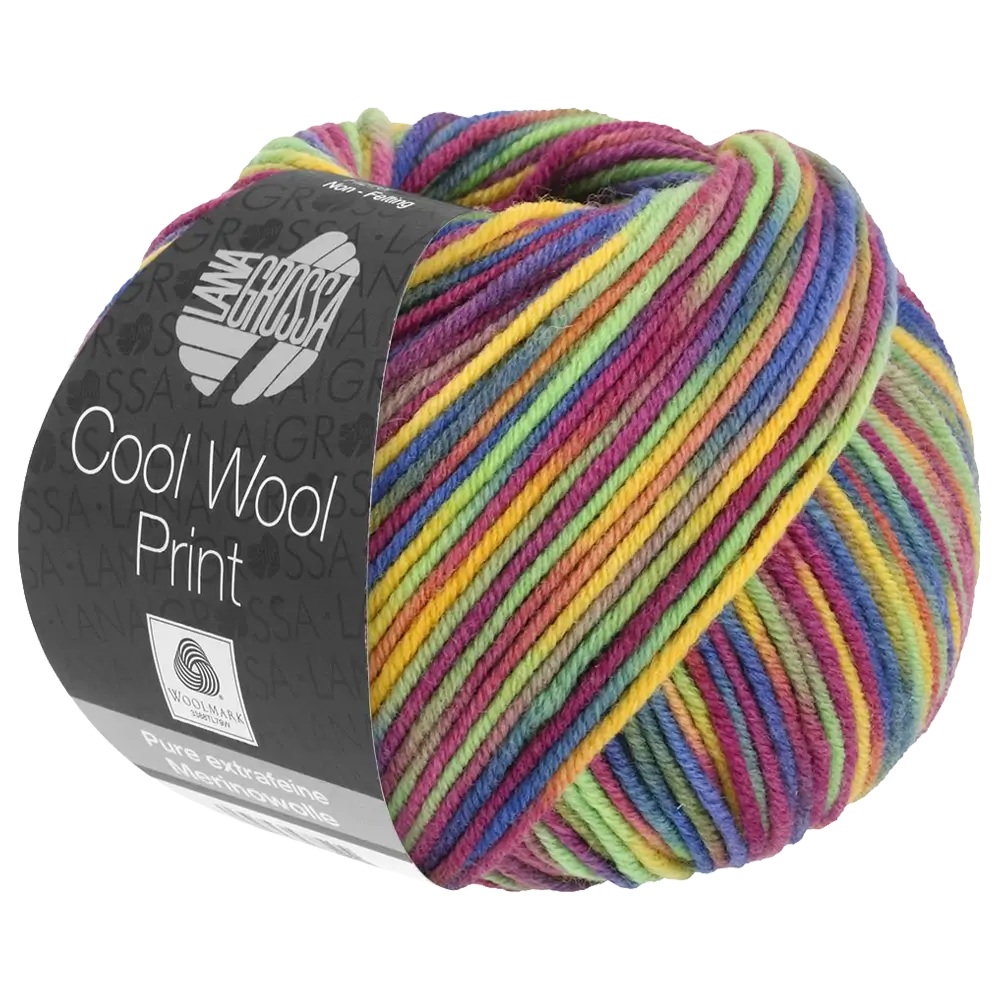 #Farbe_Lana Grossa Cool Wool Print | 826 Gelb/Resedagrün/Fuchsia/Taupe/Blau/Orange