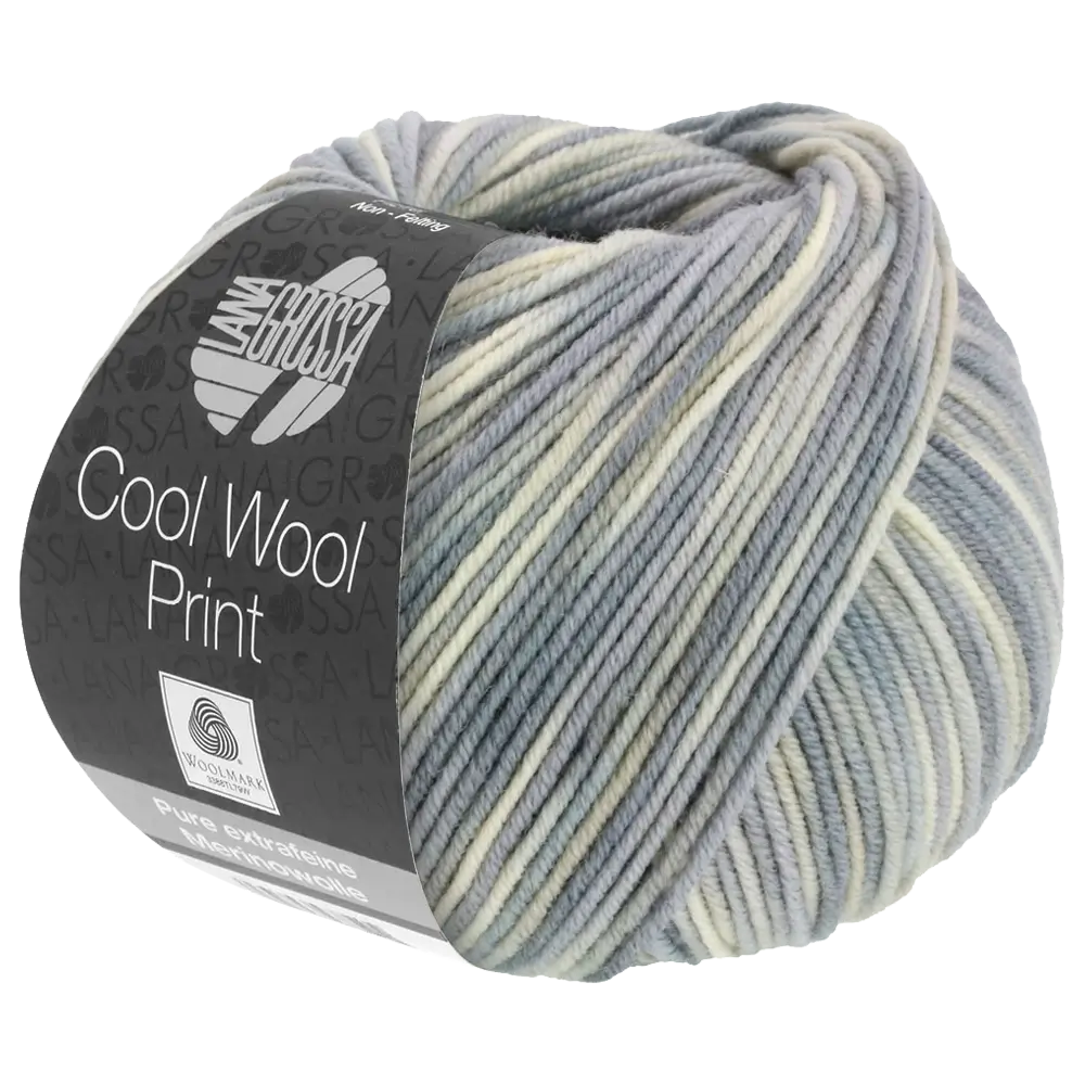 #Farbe_Lana Grossa Cool Wool Print | 829 Rohweiß/Silbergrau/Hellgrau/Grau