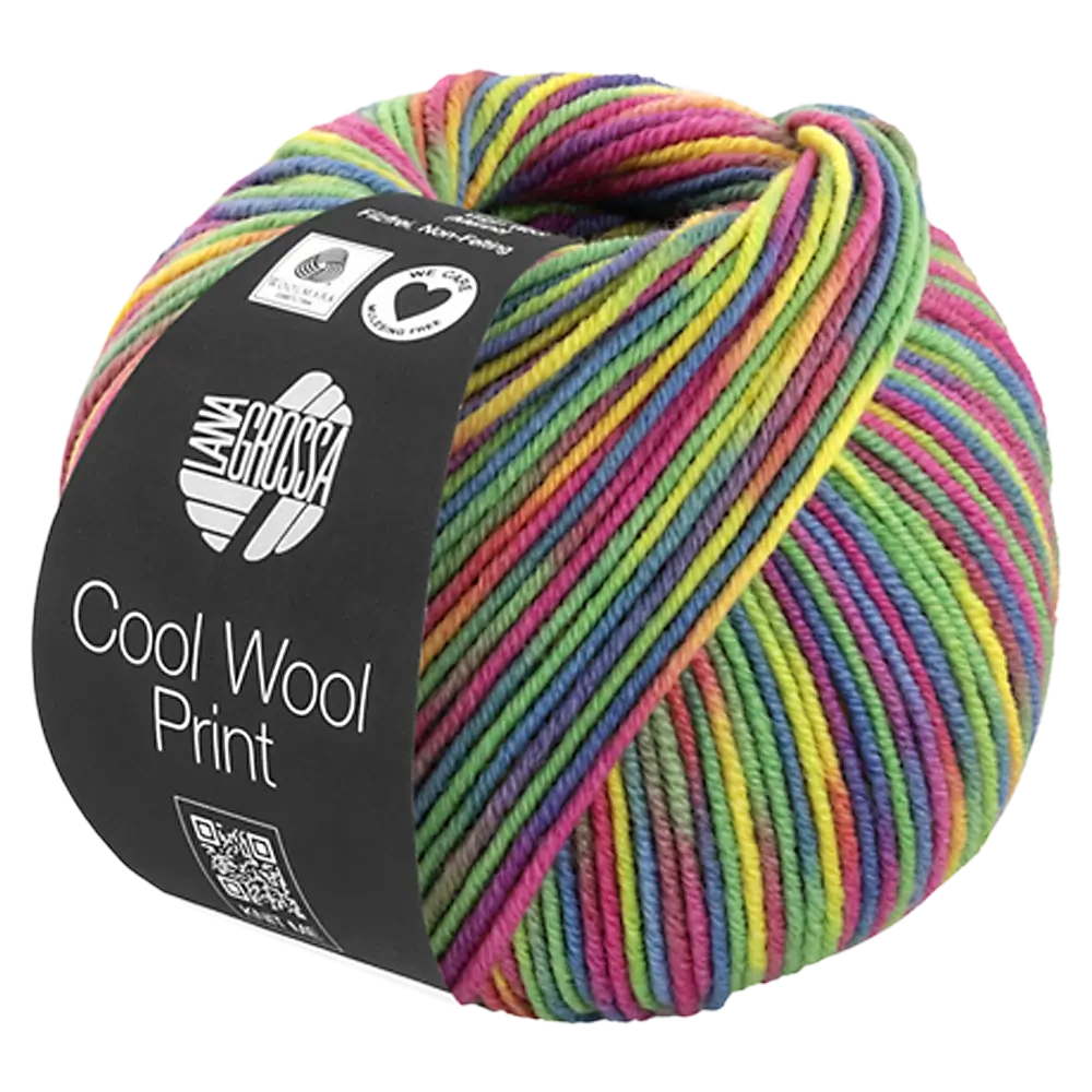 #Farbe_Lana Grossa Cool Wool Print | 833 Senfgelb/Jade/Fuchsia/Petrol/Beere/Oliv