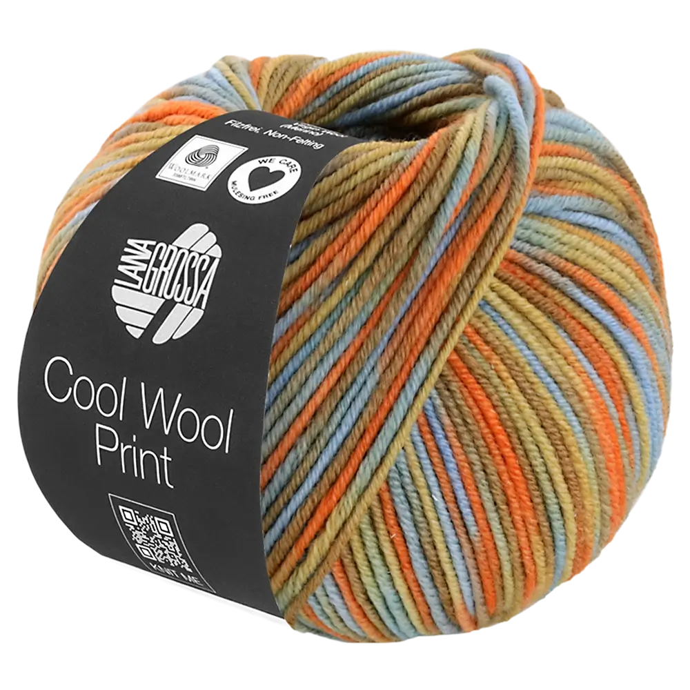 #Farbe_Lana Grossa Cool Wool Print | 834 Orange/Ocker/Nougat/Seegrün/Graublau