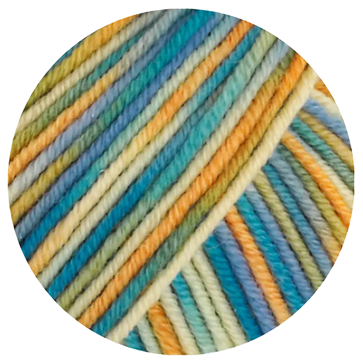 #Farbe_Lana Grossa Cool Wool Print | 835 Vanille/Dottergelb/Oliv/Himmelblau/Petrolgrün/Blaupetrol