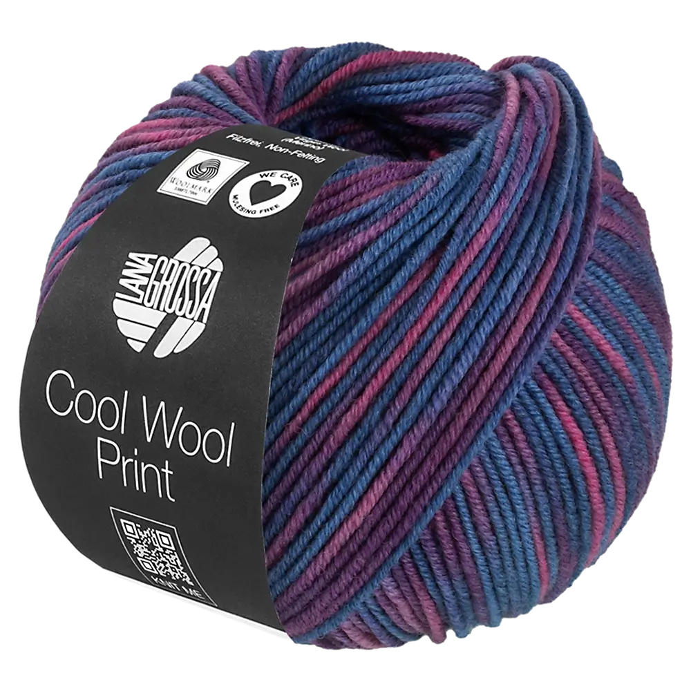 #Farbe_Lana Grossa Cool Wool Print | 837 Taubenblau/Pflaume/Rotviolett