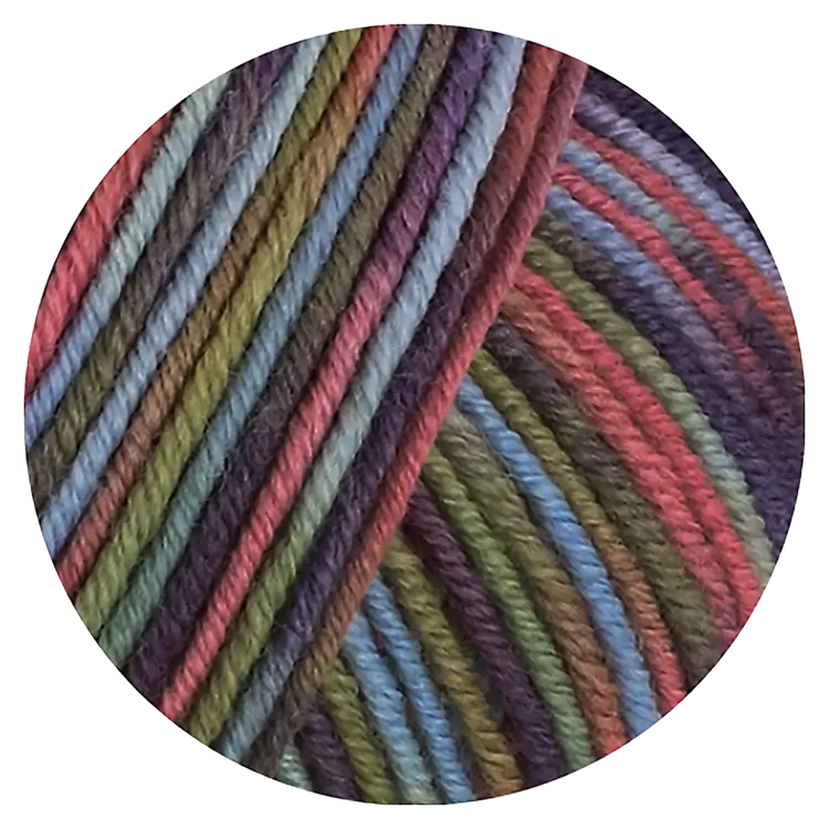 #Farbe_Lana Grossa Cool Wool Print | 838 Hellblau/Graugrün/Camel/Erika/Blaulila