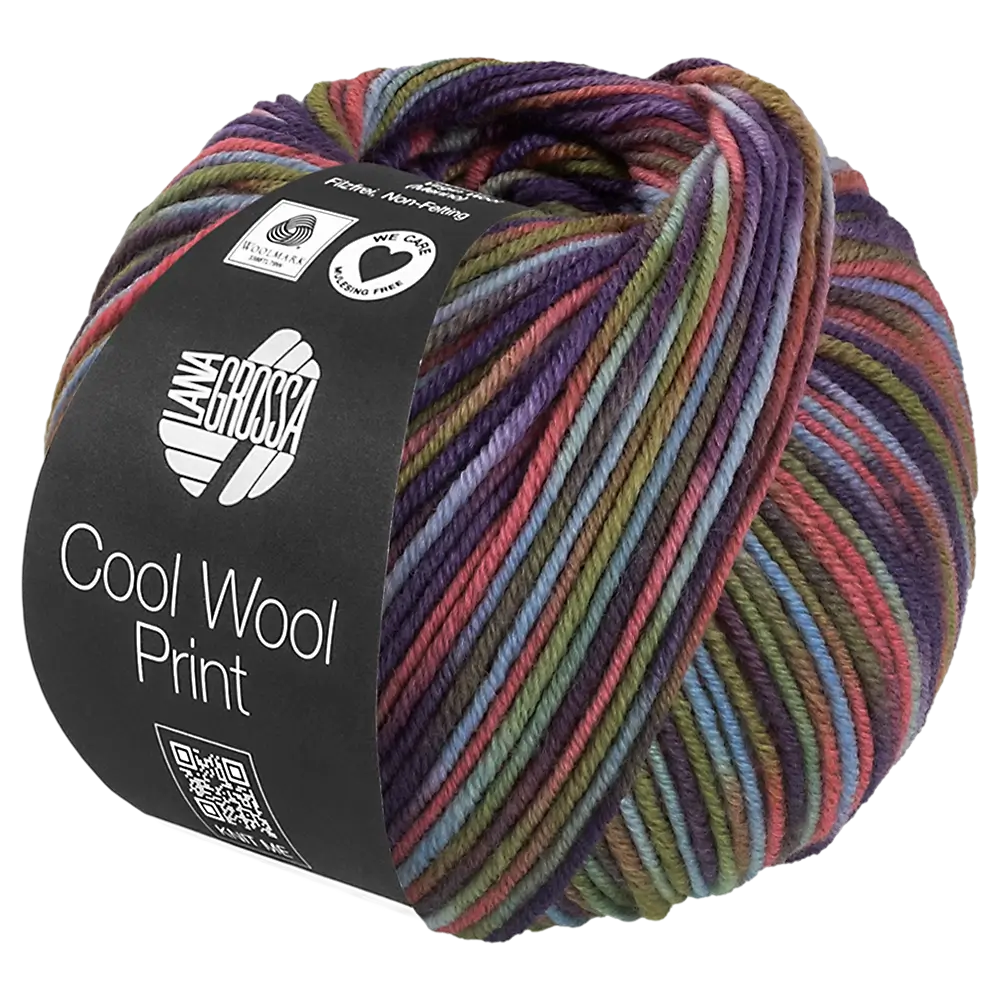 #Farbe_Lana Grossa Cool Wool Print | 838 Hellblau/Graugrün/Camel/Erika/Blaulila