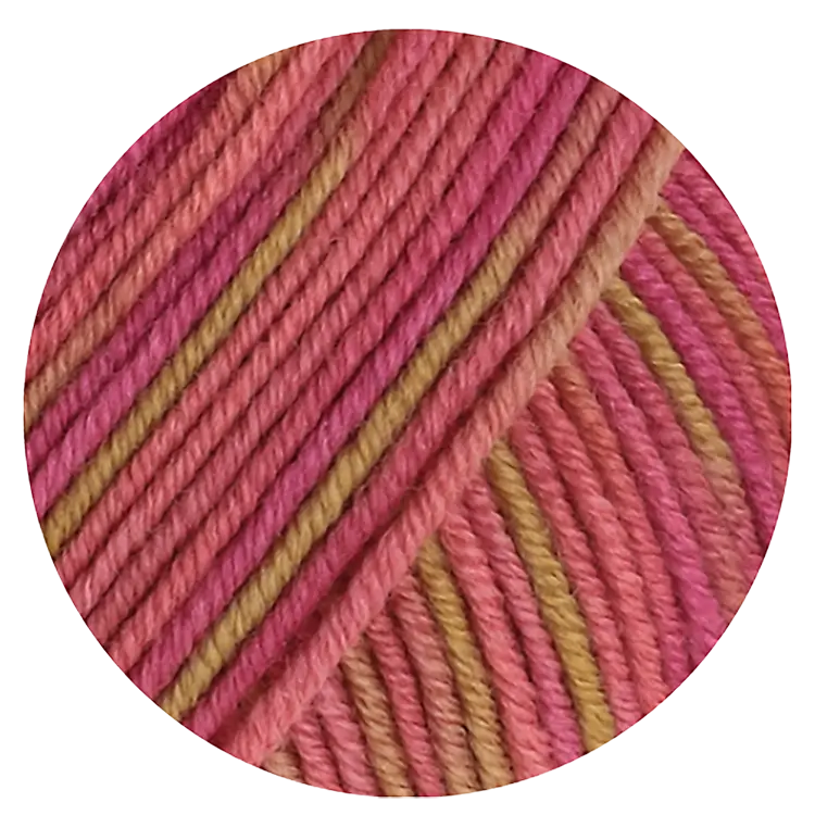 #Farbe_Lana Grossa Cool Wool Print | 840 Sandgelb/Erika/Orchideenrosa
