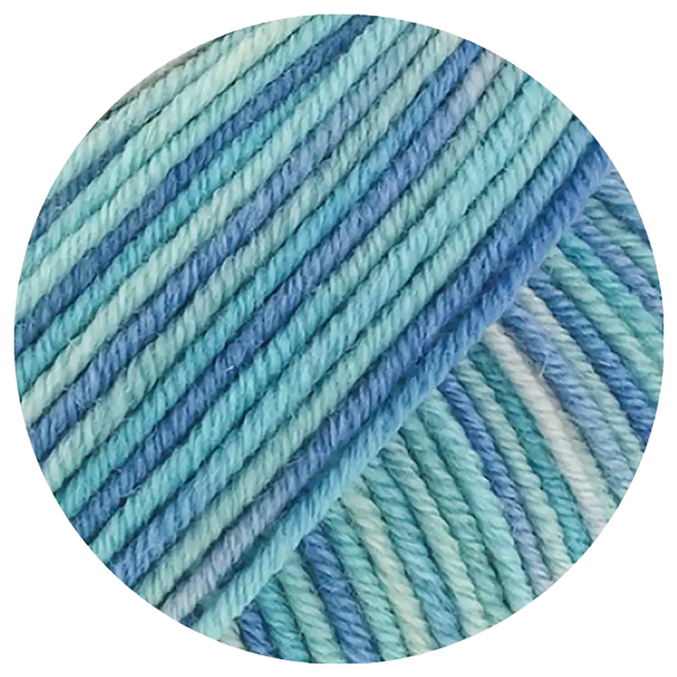 #Farbe_Lana Grossa Cool Wool Print | 844 Türkis/Hell-/Azurblau/Rohweiß