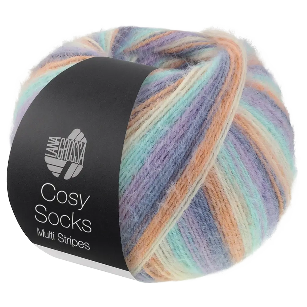 #Farbe_Lana Grossa Cosy Socks | 153 Lavendel/Graublau/Lachs/Creme/Türkis