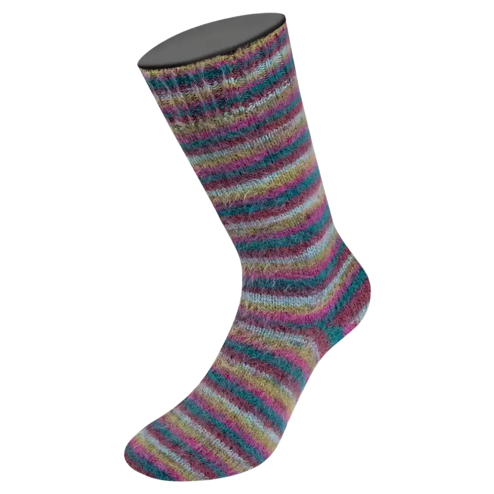 #Farbe_Lana Grossa Cosy Socks | 158 Petrol/Dunkelfuchsia/Oliv/Minttürkis/Dunkelrot