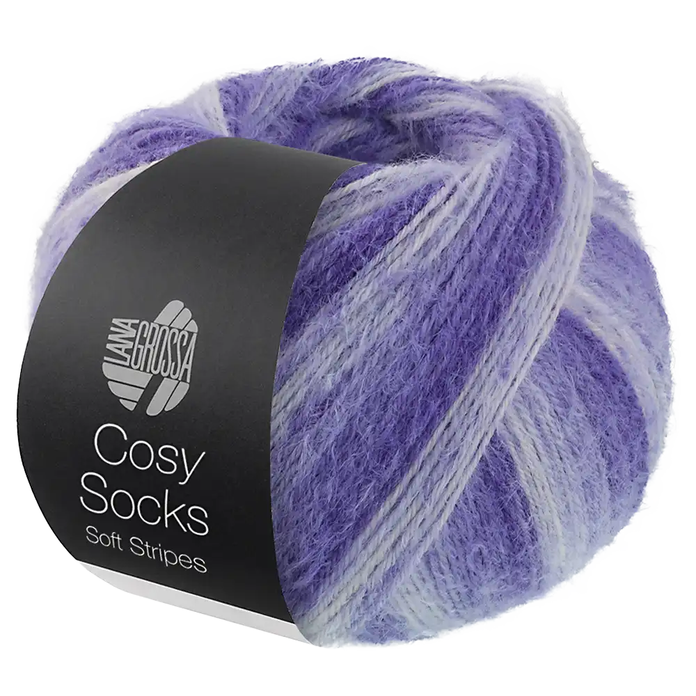 #Farbe_Lana Grossa Cosy Socks | 101 Blauviolett/Veilchenblau/Zartviolett/Weiß