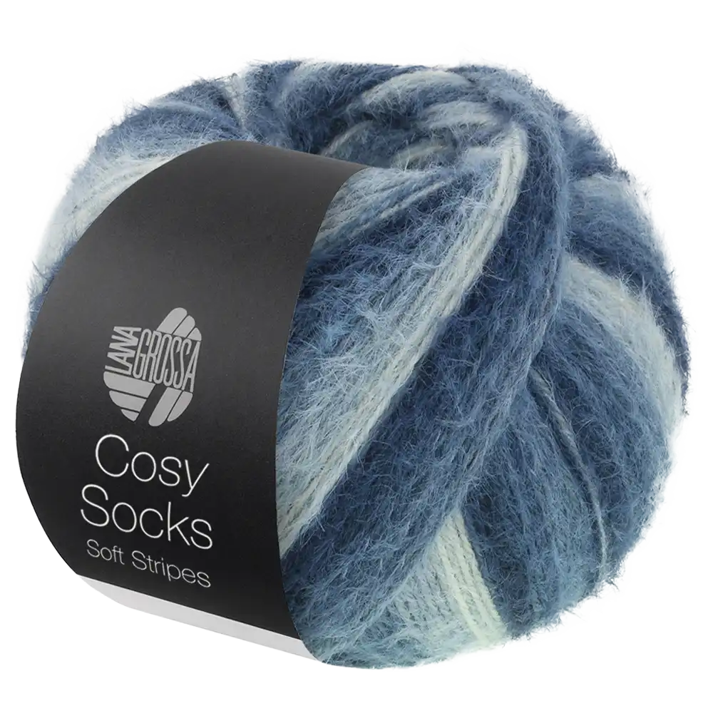 #Farbe_Lana Grossa Cosy Socks | 106 Schwarz-/Grau-/Rauch-/Weißblau