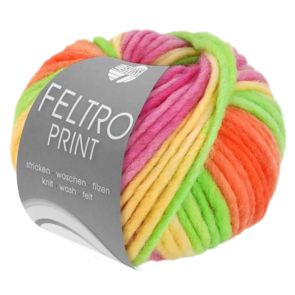 #Farbe_Lana Grossa Feltro Print | 1305 Gelbgrün/Orange/Pink/Narzissengelb