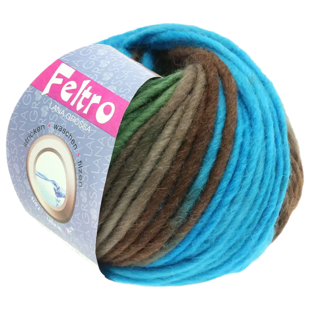 #Farbe_Lana Grossa Feltro Print | 376 Türkis/Graubraun/Graugrün/Dunkelgrau