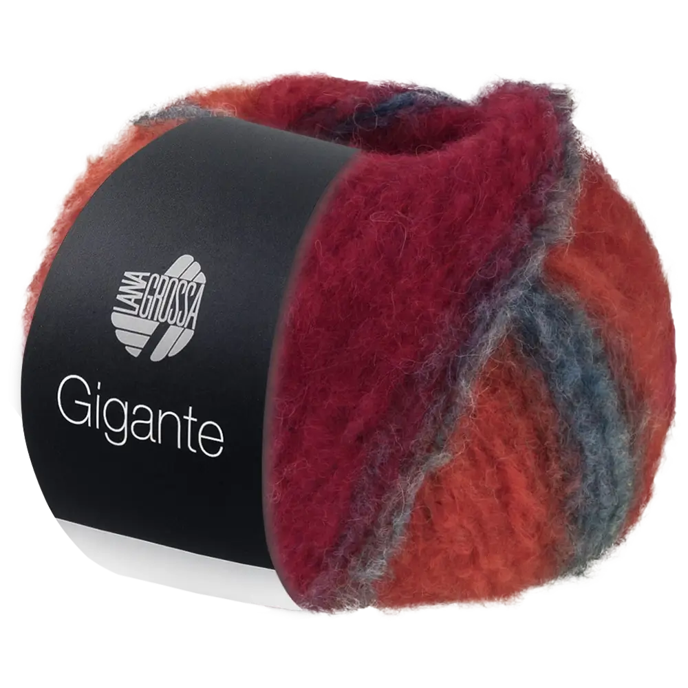 #Farbe_Lana Grossa Gigante | 18 Dunkelpetrol/-grau/Mausgrau/Orient-/Tomatenrot