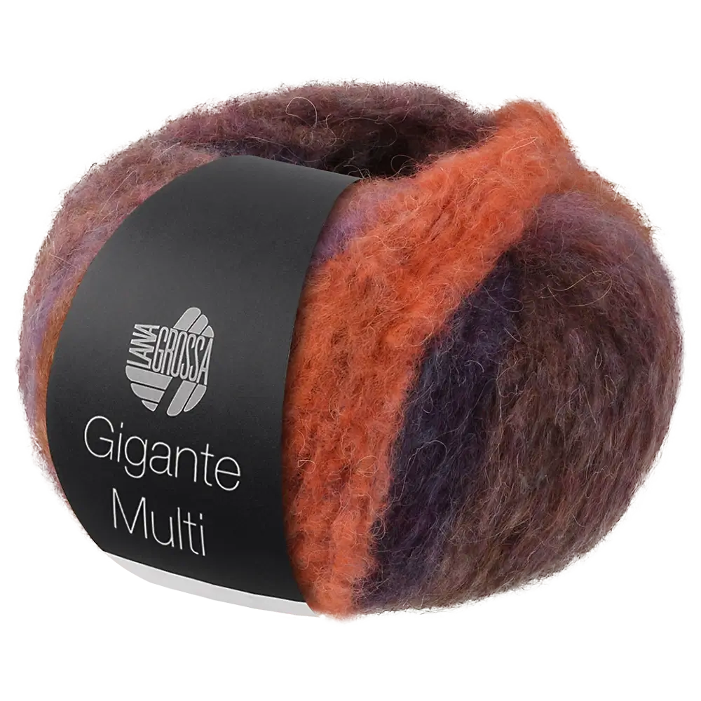 #Farbe_Lana Grossa Gigante Multi | 102 Graubraun/Petrolblau/Madarin/Graurot/Dunkelviolett/Lila