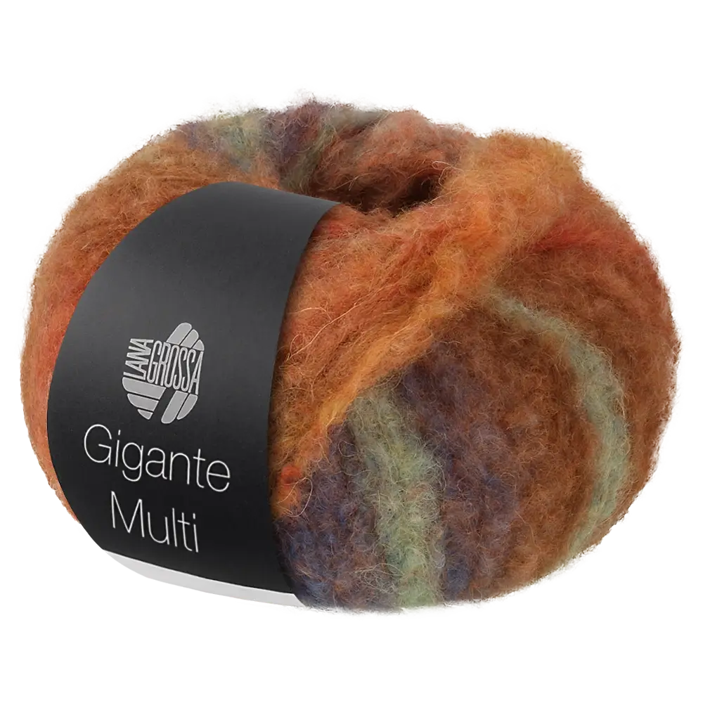 #Farbe_Lana Grossa Gigante Multi | 104 Camel/Schokobraun/Orange/Minttürkis/Senfgelb/Ocker/Graubraun/Rost