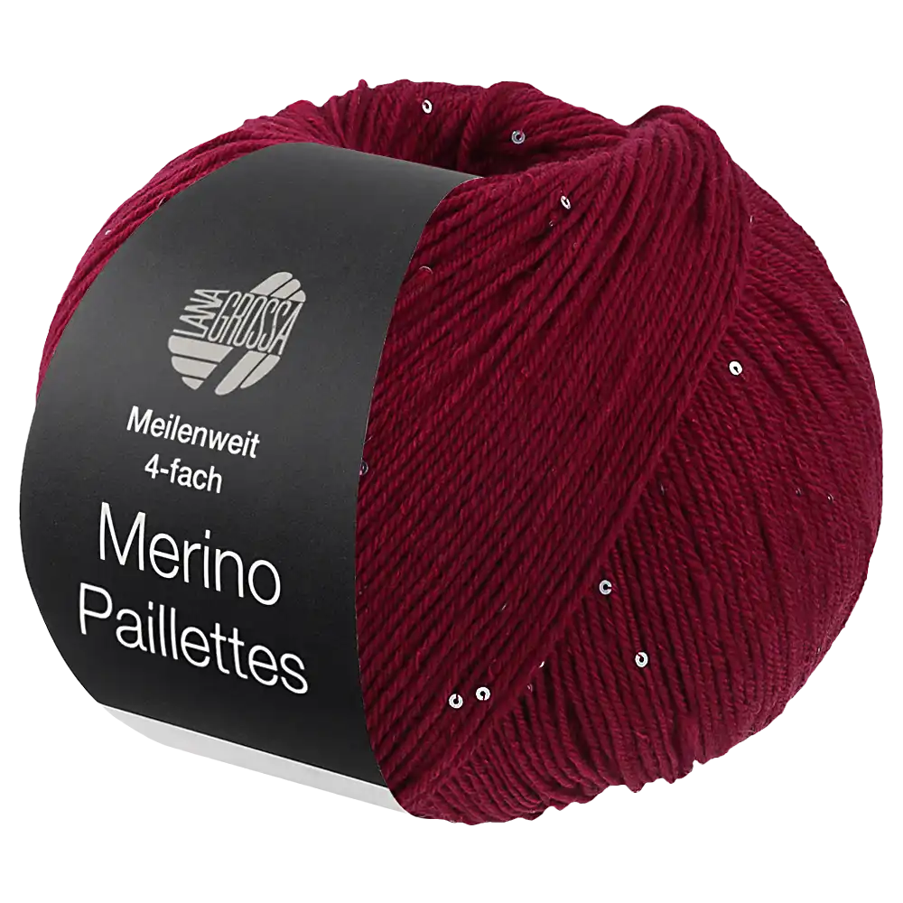 #Farbe_Lana Grossa Meilenweit 100 Merino Paillettes | 2302 Dunkelrot