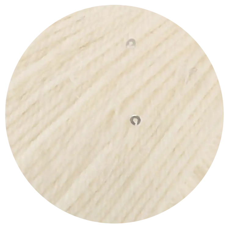 #Farbe_Lana Grossa Meilenweit 100 Merino Paillettes | 2308 Creme