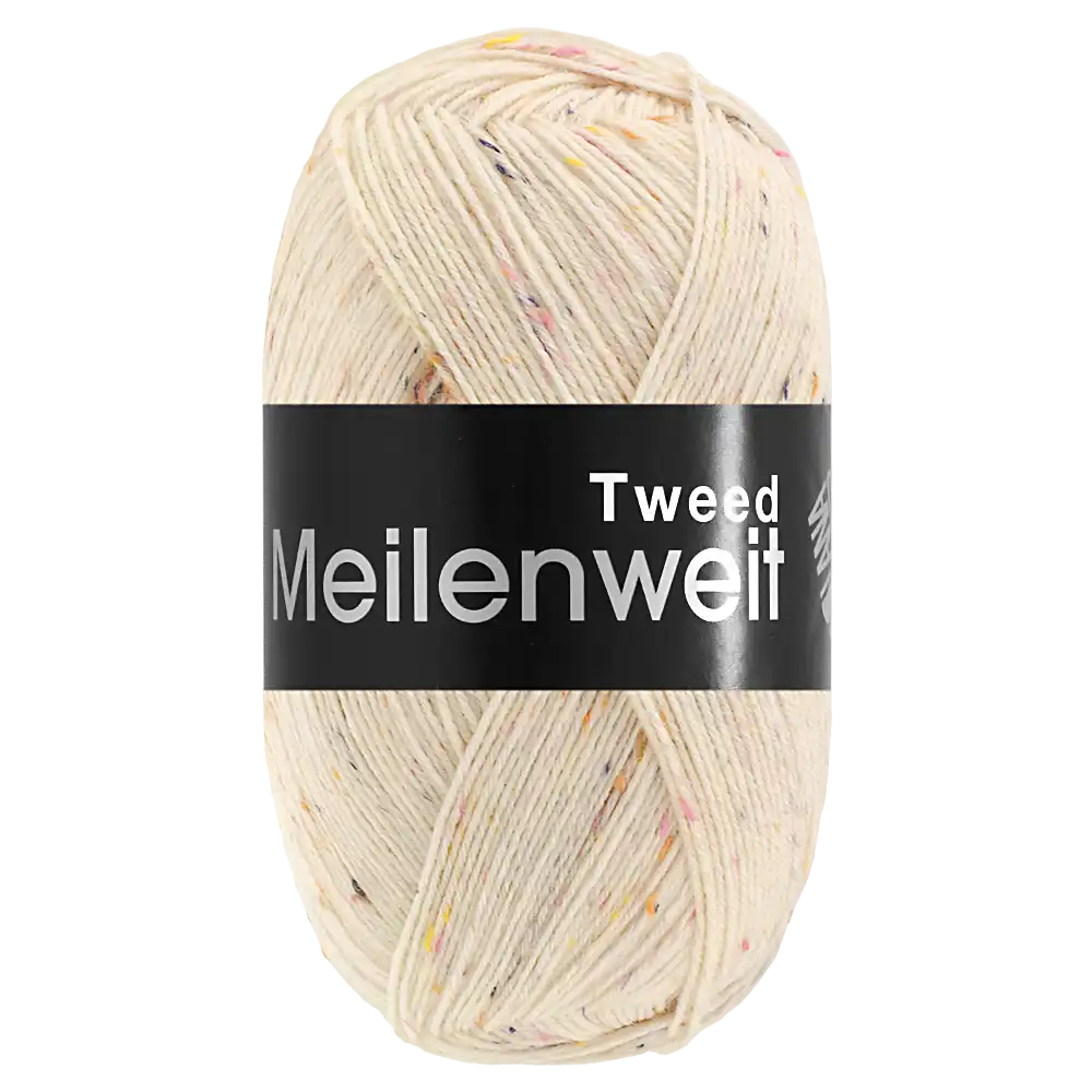 #Farbe_Lana Grossa Meilenweit 100 Tweed | 185 Creme meliert