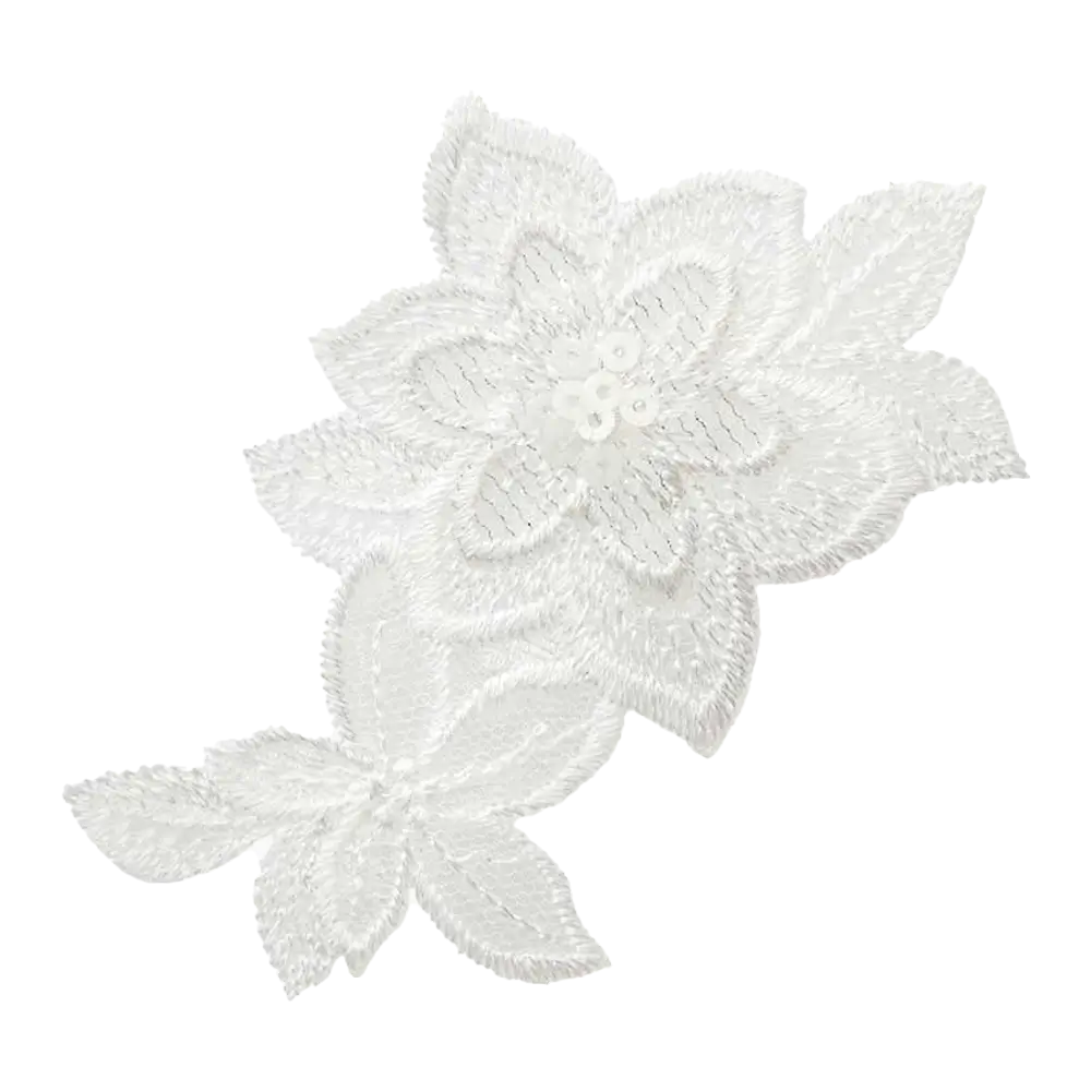#Farbe_Applikation | Blumenornament Weiß 14476