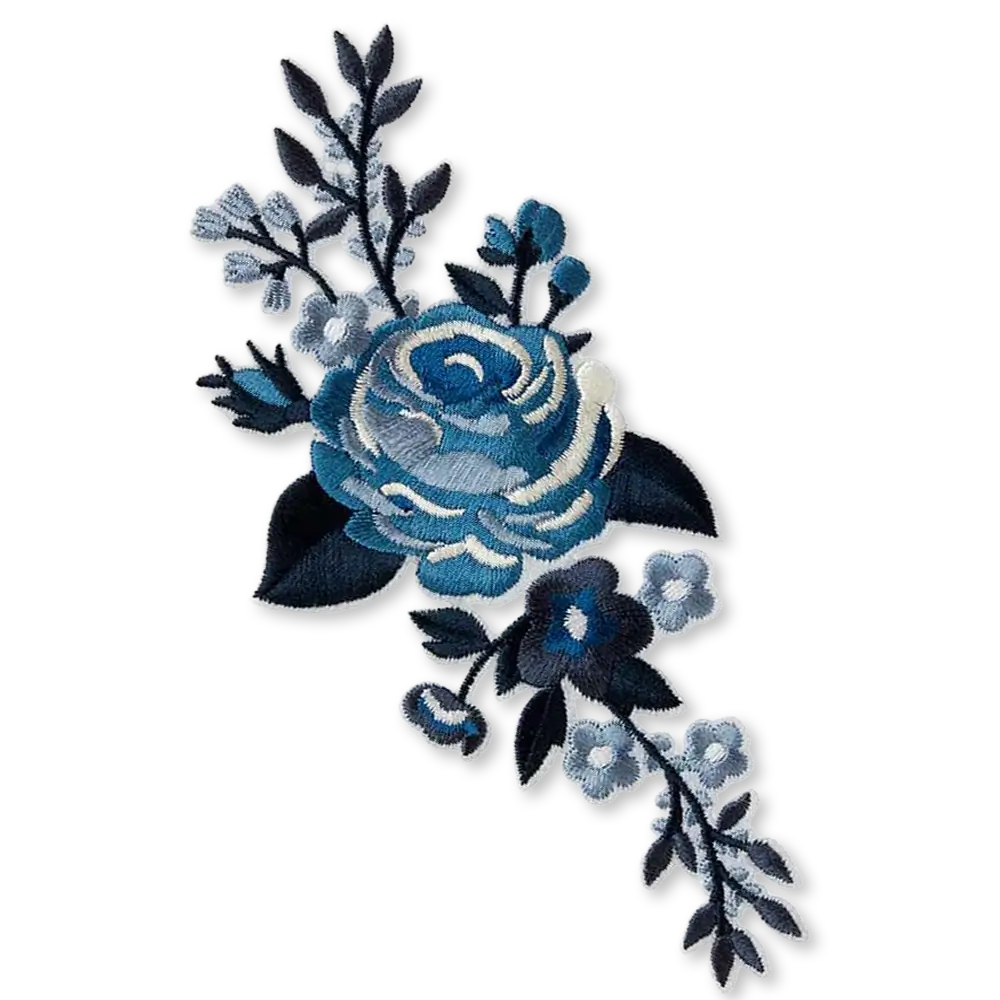#Farbe_Applikation | Blütenranke Blau 16051