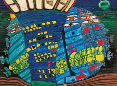 #Farbe_Opal Hundertwasser | 1432 Der Blaue Mond (650)