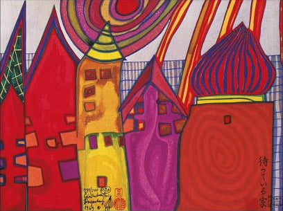 #Farbe_Opal Hundertwasser | 1434 Wartende Häuser (637A)