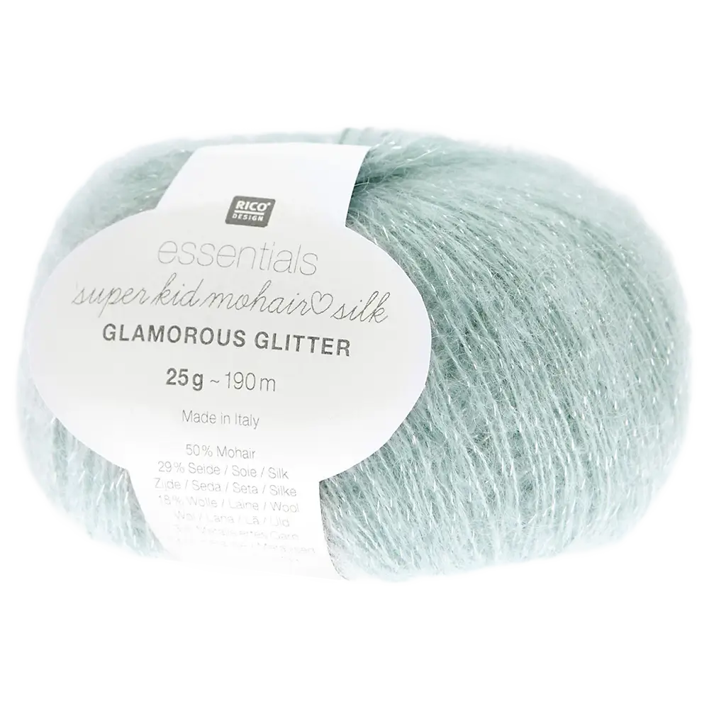 #Farbe_Rico Design Essentials Super Kid Mohair Loves Silk Glamorous Glitter | 005 Aqua