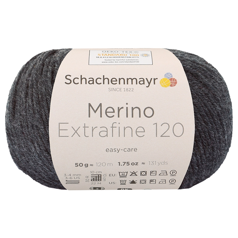 #Farbe_Schachenmayr Merino Extrafine 120 | 00198 Anthrazit meliert